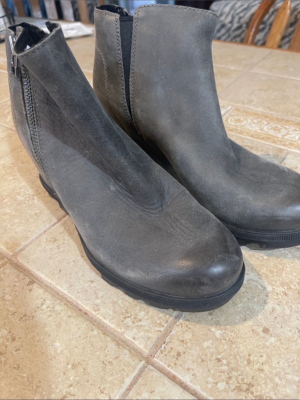 Sorel Gray Suede Side-Zip Ankle Boots